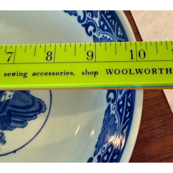 Vintage Chinese Blue/White Porcelain Bowl Mountains Water Home Fisherman - Picture 9 of 9